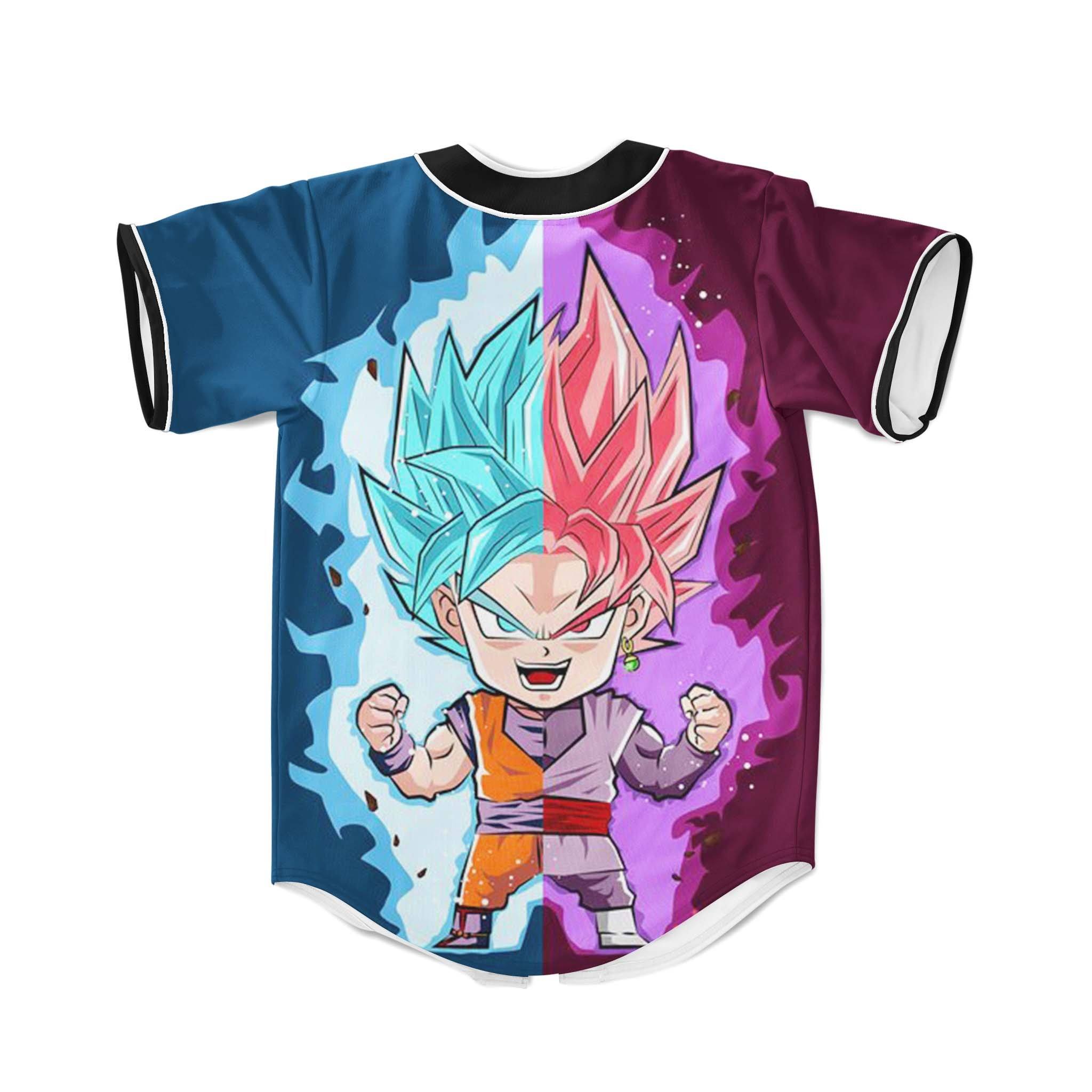13.1 DBZ Goku SSGSS God Blue Rose Saiyan Chibi Baseball Jersey Goku Goku Black - Anime Jersey Shop