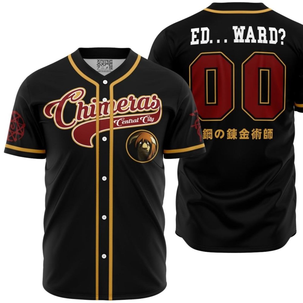 Central City Chimeras Fullmetal Alchemist Baseball Jersey front back 1 - Anime Jersey Shop