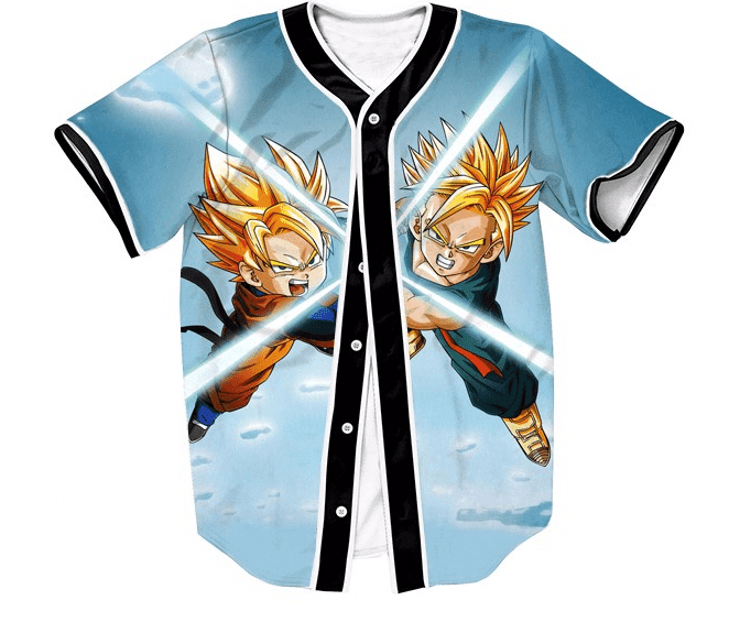 DBZ Super Saiyan Gohan Goten Kids Fight Battle 3D Hip Hop Baseball Jersey - Anime Jersey Shop