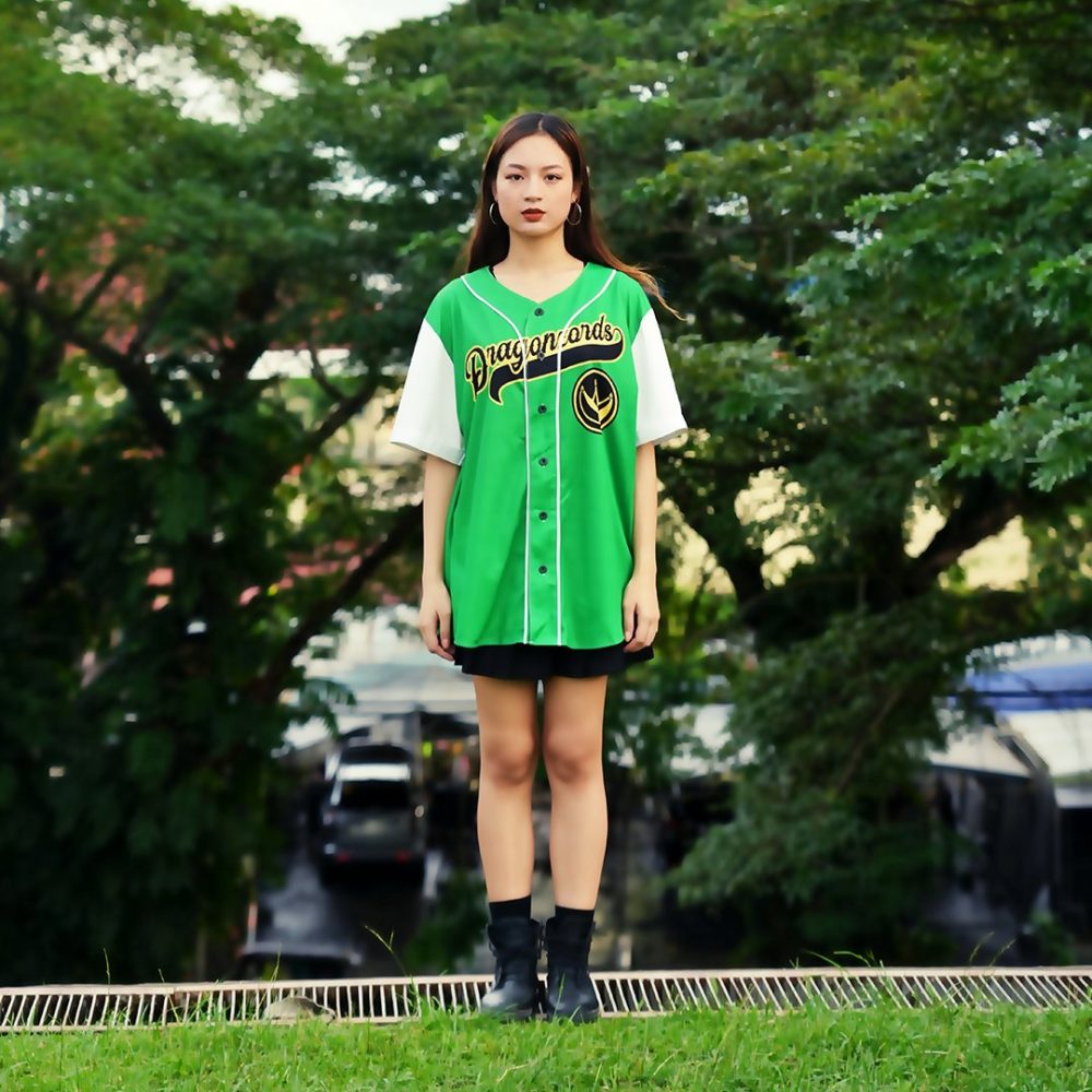 Green Dragonzords Tommy Oliver Power Rangers Baseball Jersey Front 1 - Anime Jersey Shop