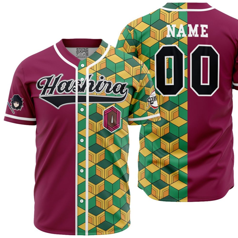 Personalized Hashira Giyu Tomioka DS AOP Baseball Jersey MAIN Mockup - Anime Jersey Shop