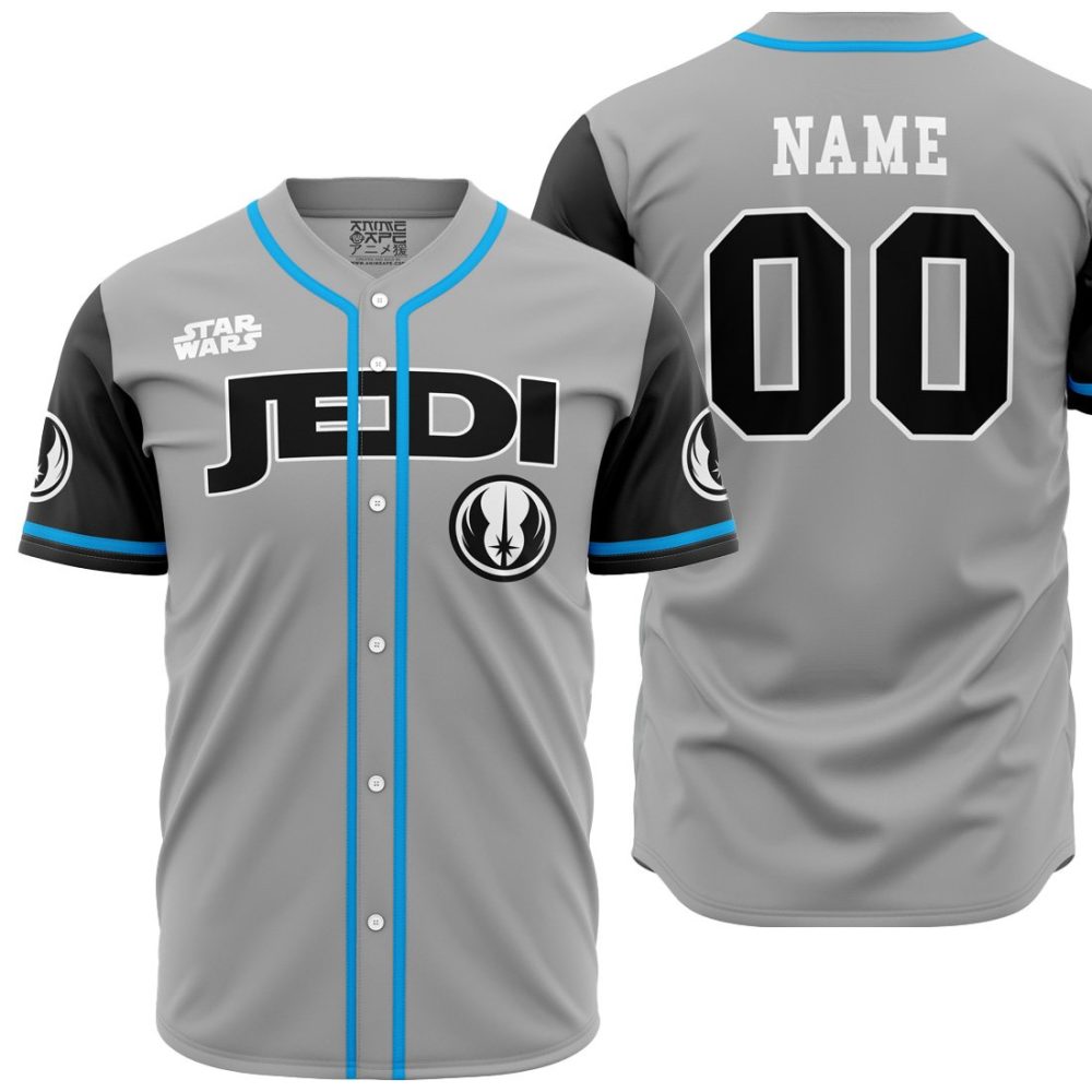 Personalized Jedi Skywalker SW AOP Baseball Jersey MAIN Mockup - Anime Jersey Shop