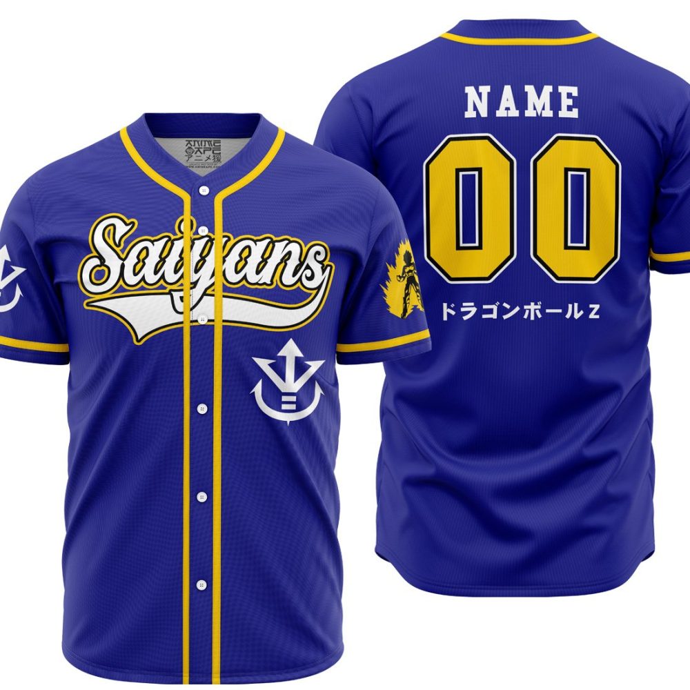 Personalized Saiyan Vegeta DBZ AOP Baseball Jersey MAIN Mockup - Anime Jersey Shop