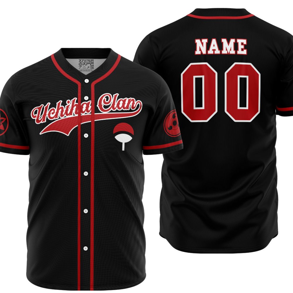 Personalized Sasuke Uchiha Clan Naruto AOP Baseball Jersey MAIN Mockup - Anime Jersey Shop