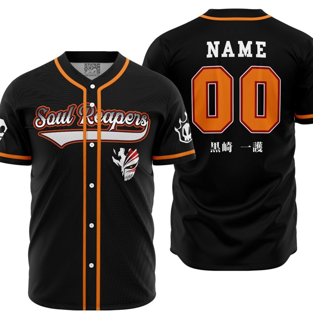 Personalized Soul Reaper Ichigo Bleach AOP Baseball Jersey MAIN Mockup - Anime Jersey Shop