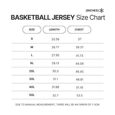 Basketball Jersey Size Chart - Anime Jersey Shop
