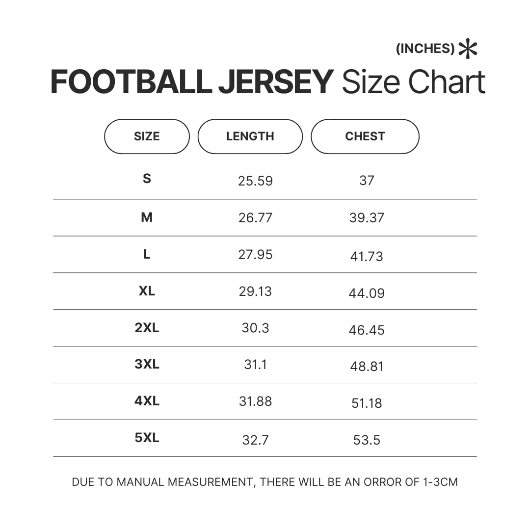 Football Jersey Size Chart - Anime Jersey Shop