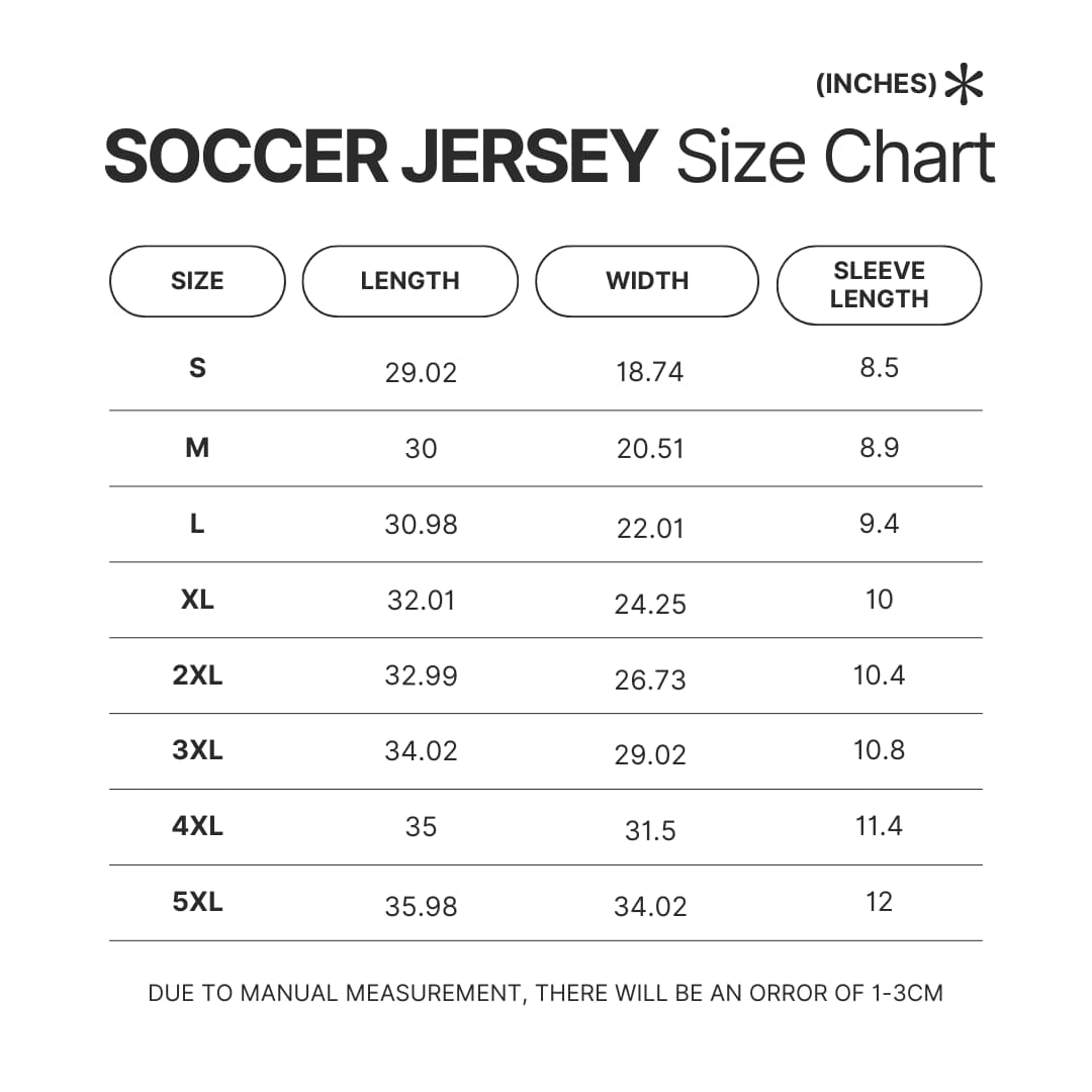 Soccer Jersey Size Chart - Anime Jersey Shop