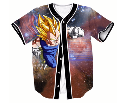 DBZ Super Saiyan Vegeta Space Galaxy Streetwear Hip Hop 3D Baseball Jersey - Anime Jersey Shop
