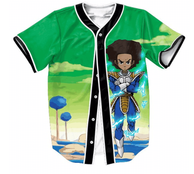 The Boondocks Huey Freeman Wearing Saiyan Armor Hip Hop Baseball Jersey - Anime Jersey Shop
